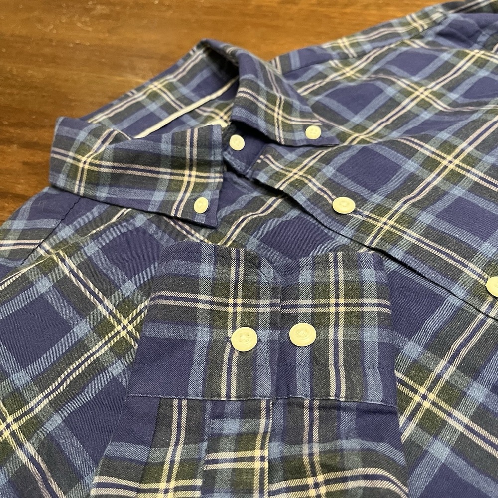 Peter Millar Men's Medium Blue Cotton Short Sleeve Button Down Shirt OCBD